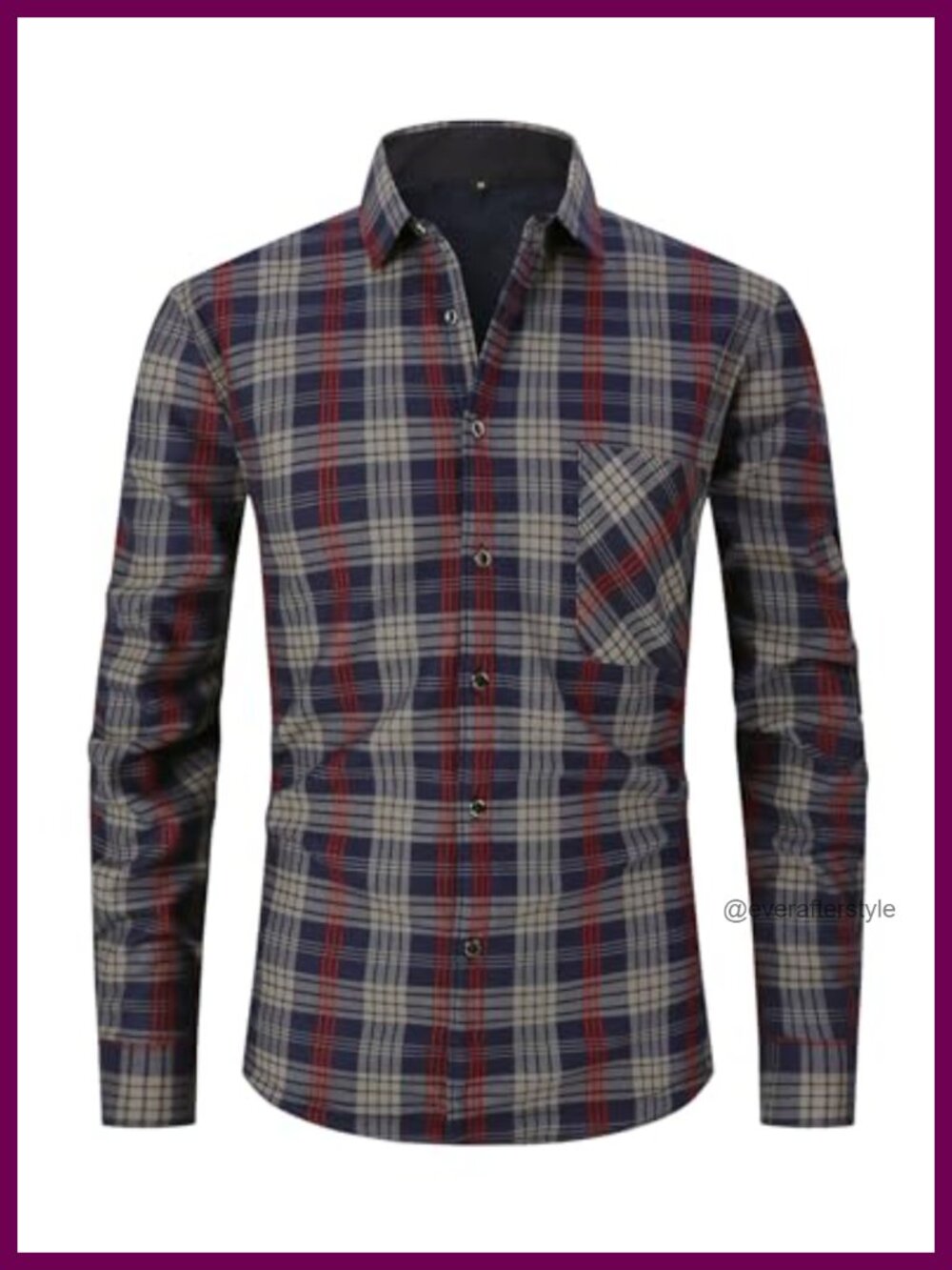 Men's Plaid Fleece Flannel Shacket Button Down Warm Coat